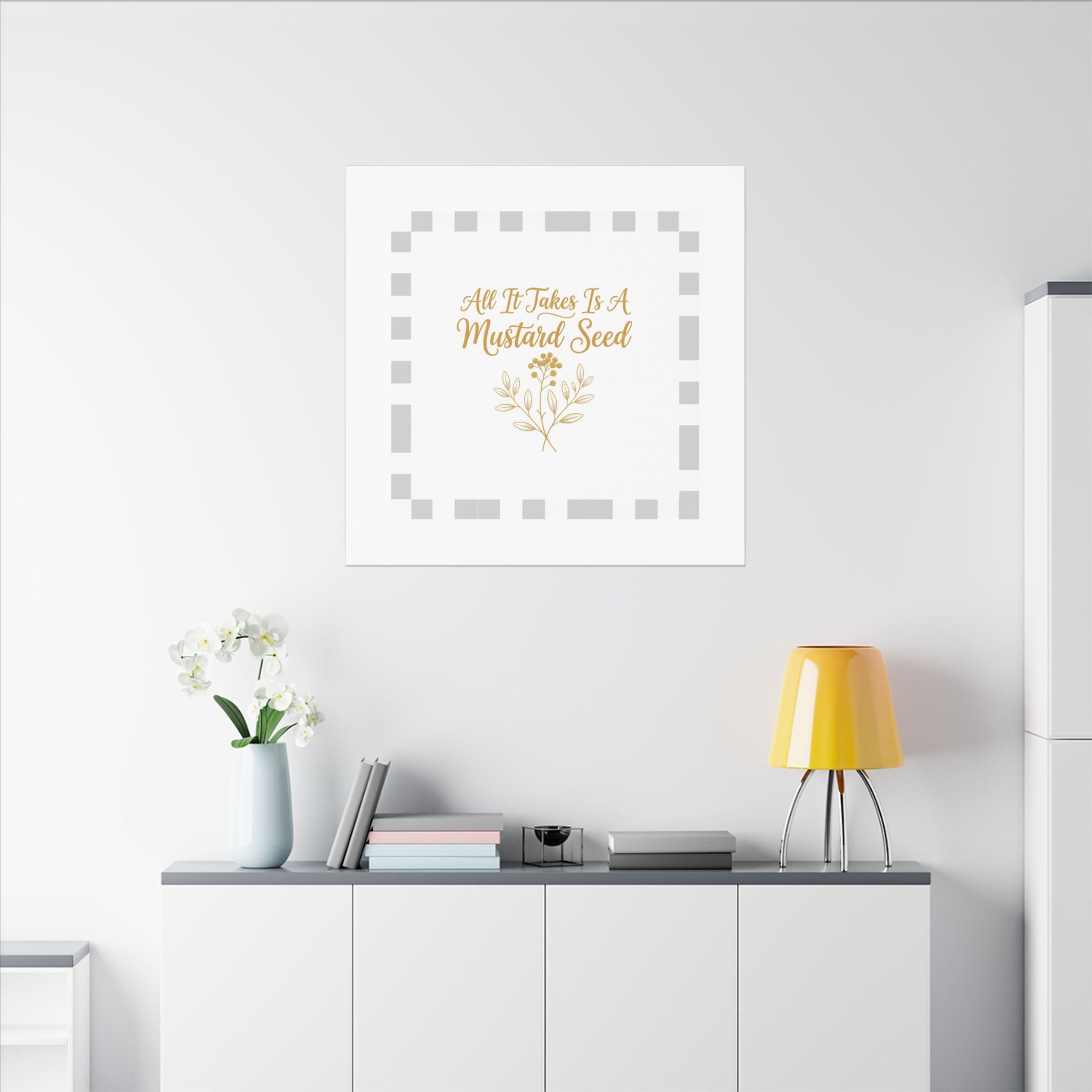 Matte Canvas Wall Art — "All It Takes Is A Mustard Seed" Inspirational Quote Print