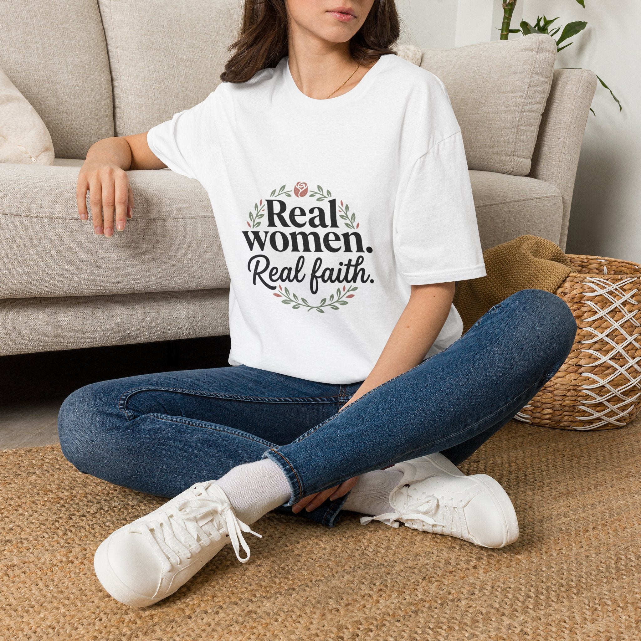 Real Women. Real Faith. T-Shirt — Floral Feminine Christian Tee