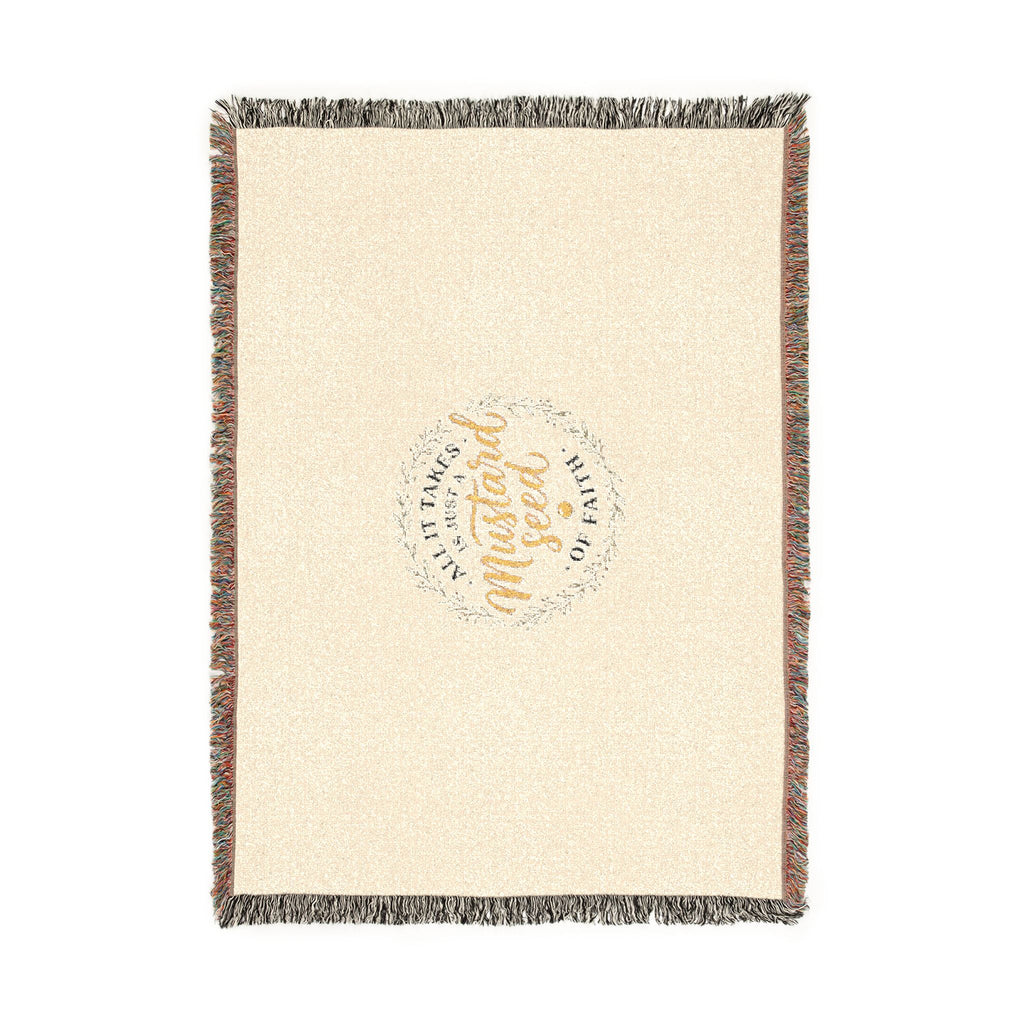 Woven Blanket - "Mustard Seed" Inspirational Fringe Throw