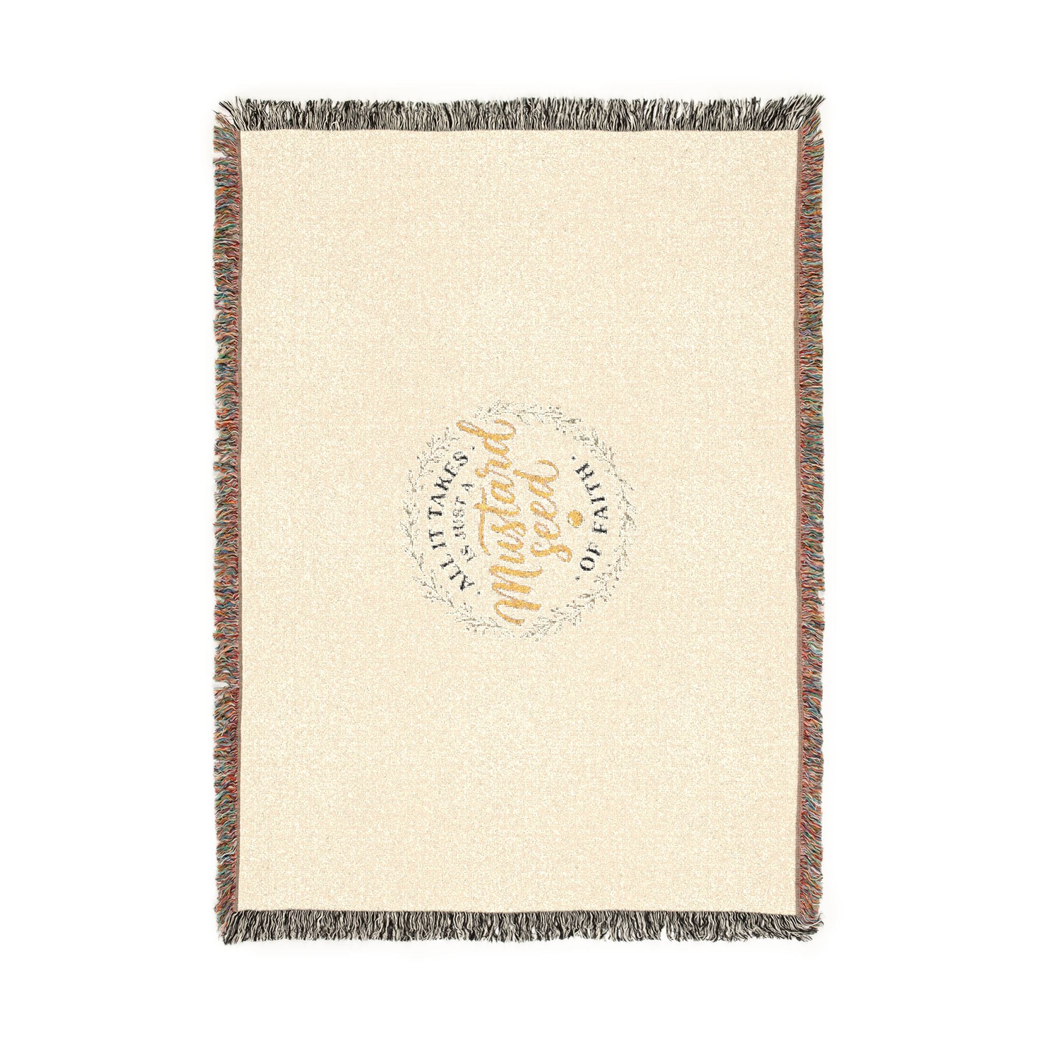 Woven Blanket - "Mustard Seed" Inspirational Fringe Throw