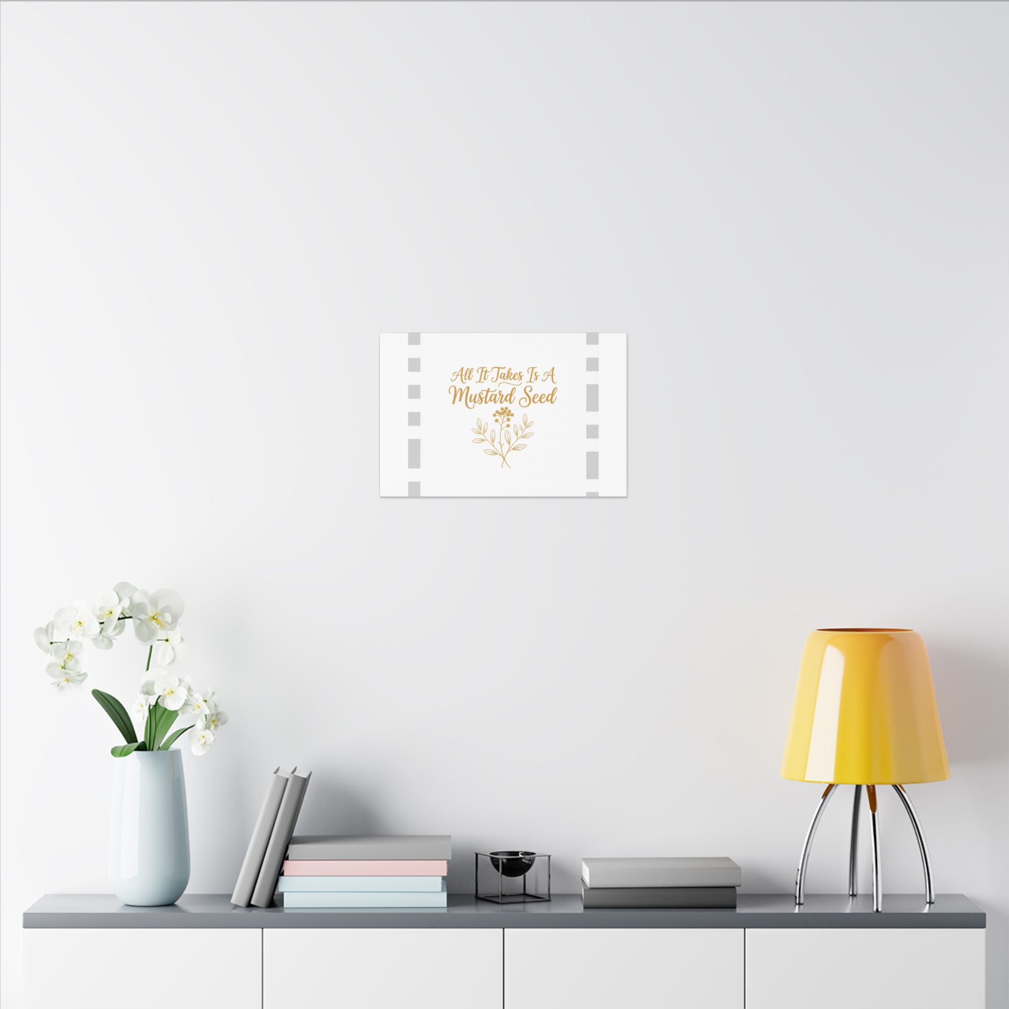 Matte Canvas Wall Art — "All It Takes Is A Mustard Seed" Inspirational Quote Print