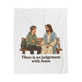 Velveteen Plush Blanket — "There Is No Judgement With Jesus" Christian Inspirational Throw