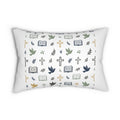 Christian Pattern Lumbar Pillow — Crosses, Doves & Bible Icons Decorative Pillow