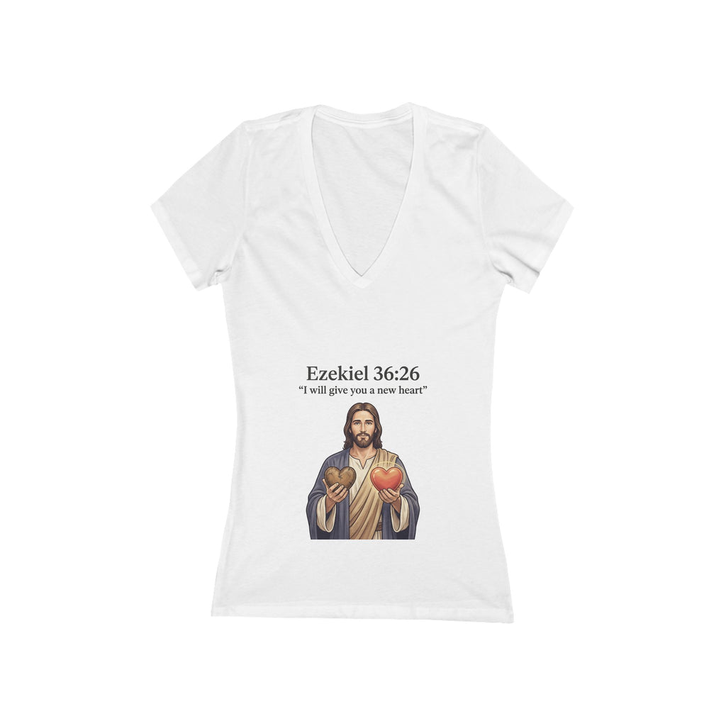 Ezekiel 36:26 Jesus Sacred Heart V-Neck Tee