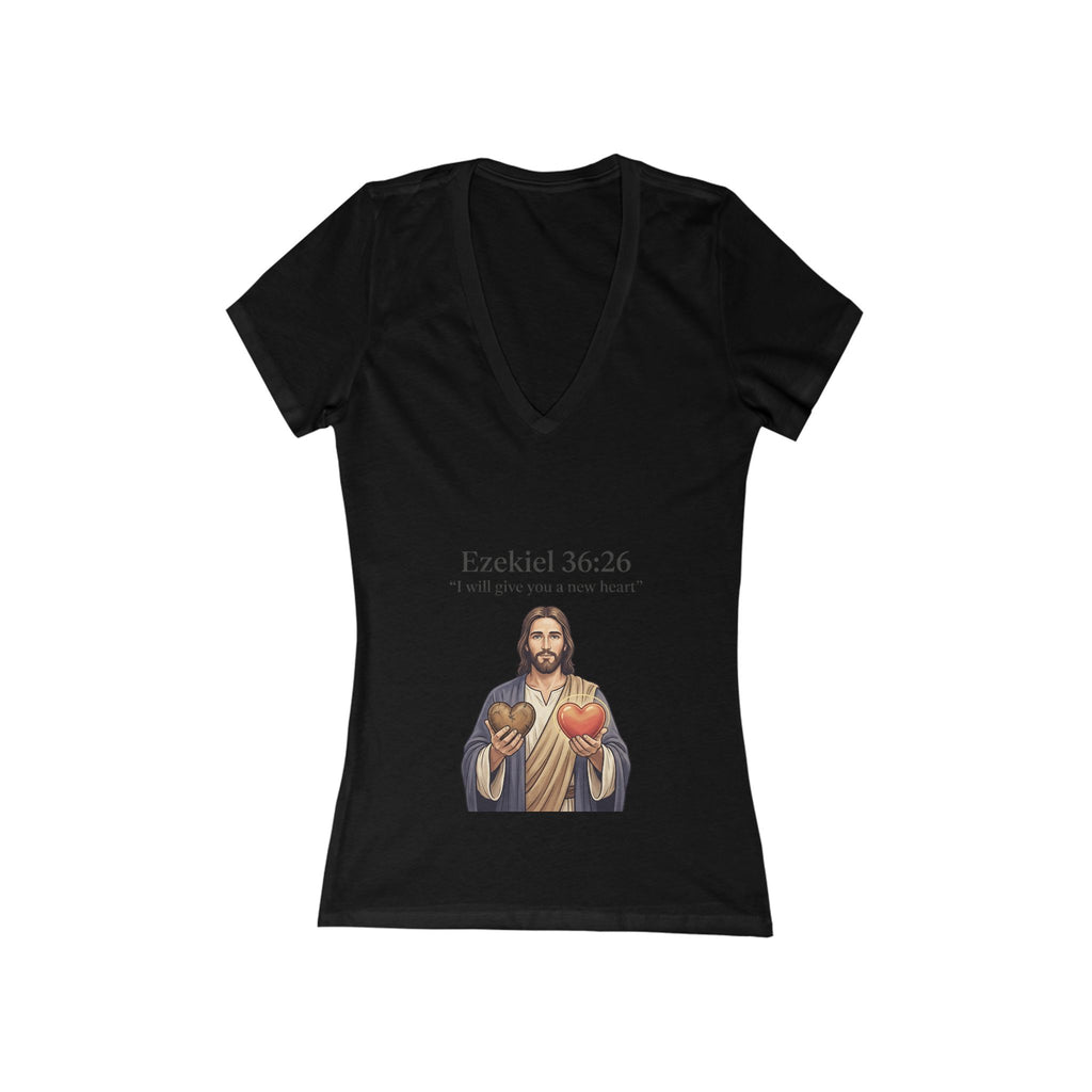 Ezekiel 36:26 Jesus Sacred Heart V-Neck Tee