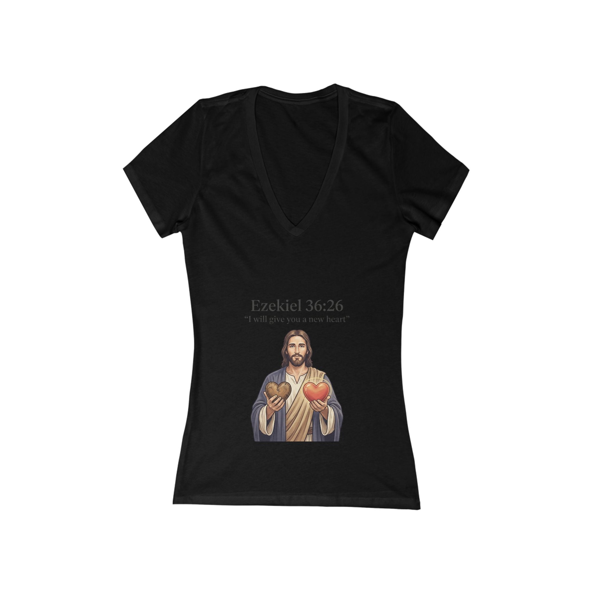 Ezekiel 36:26 Jesus Sacred Heart V-Neck Tee