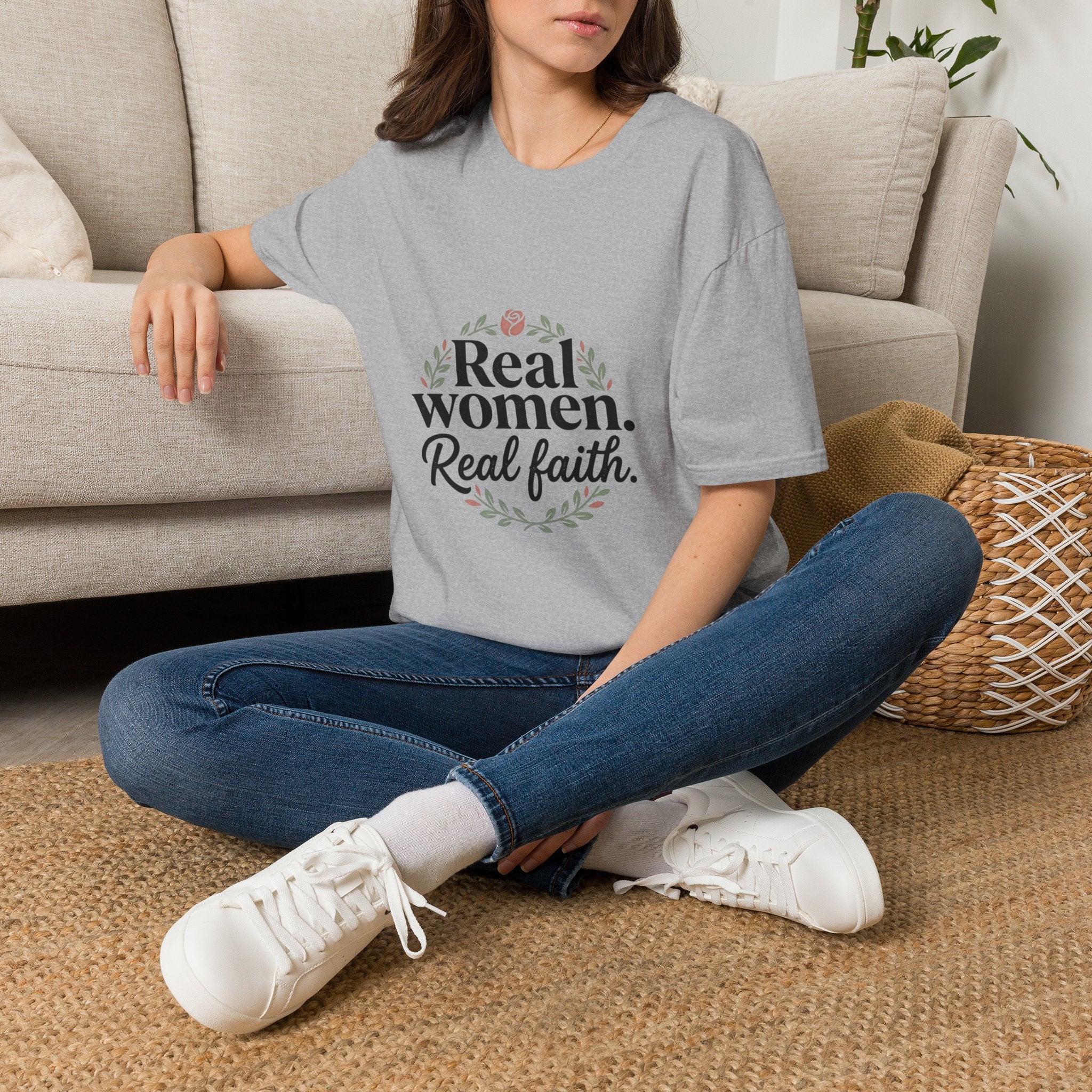 Real Women. Real Faith. T-Shirt — Floral Feminine Christian Tee