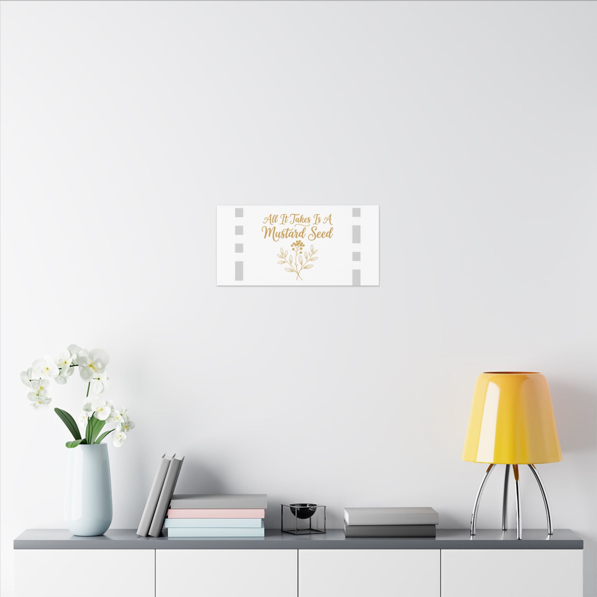 Matte Canvas Wall Art — "All It Takes Is A Mustard Seed" Inspirational Quote Print