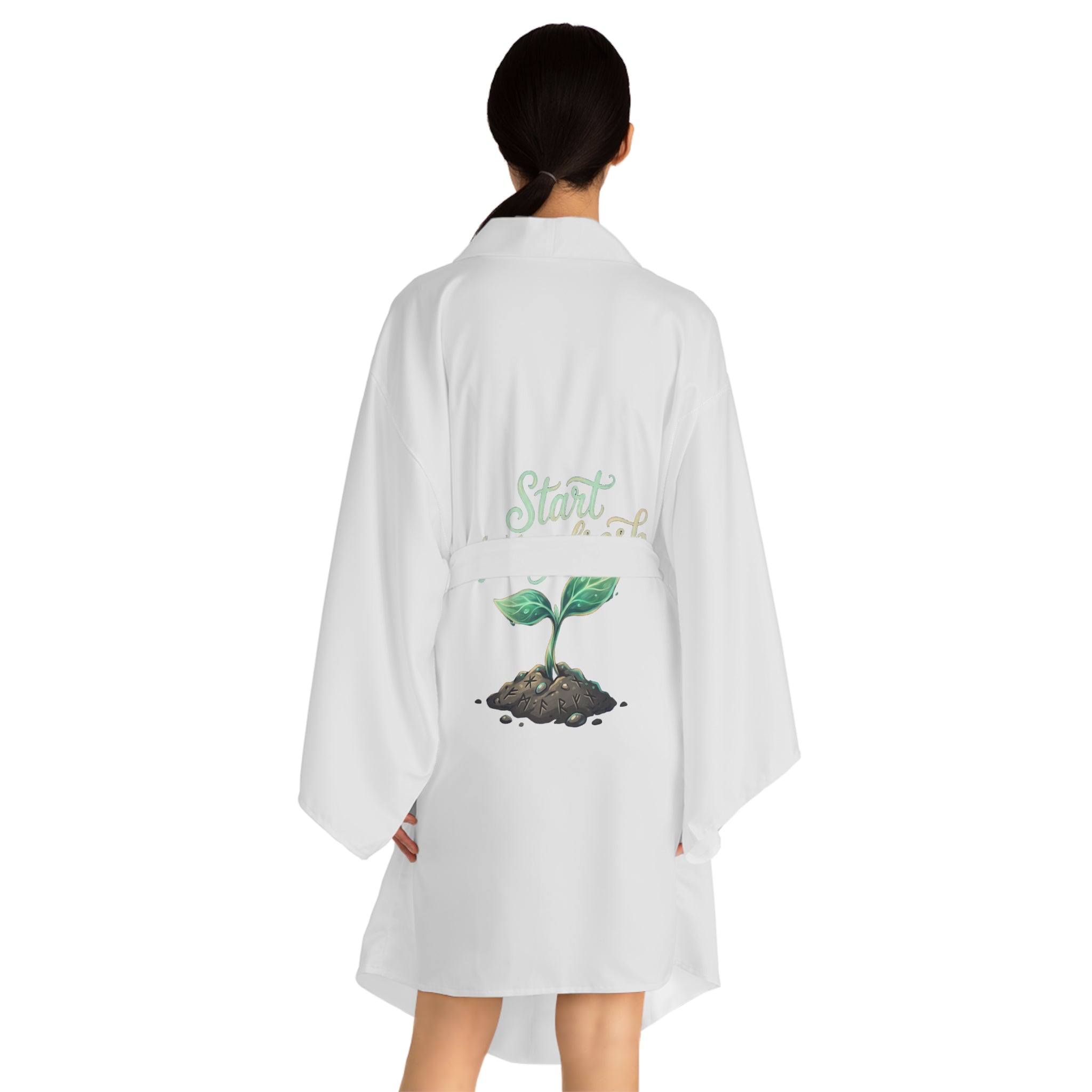 Kimono Robe - "Start Today Fresh" Seedling Garden Lounge Robe