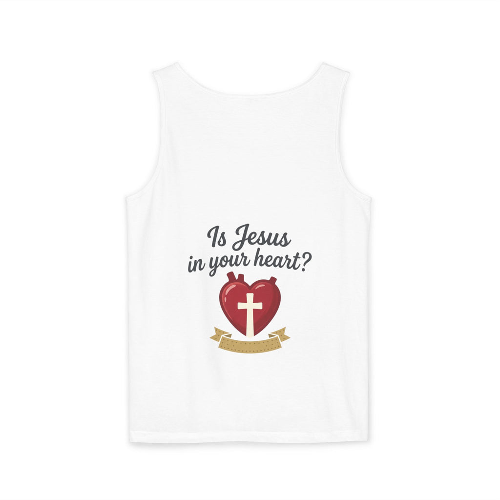 Christian Heart Tank Top — "Jesus Is In My Heart" Faith Graphic Tank