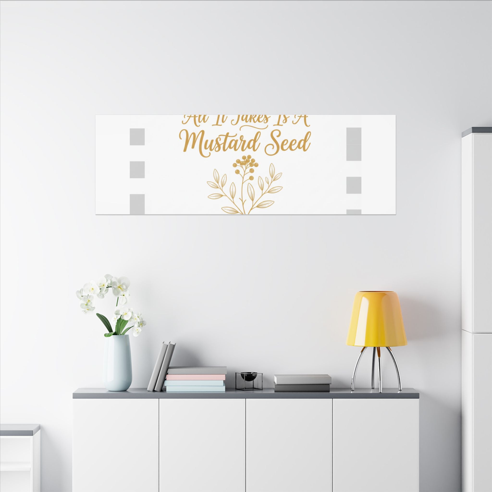 Matte Canvas Wall Art — "All It Takes Is A Mustard Seed" Inspirational Quote Print