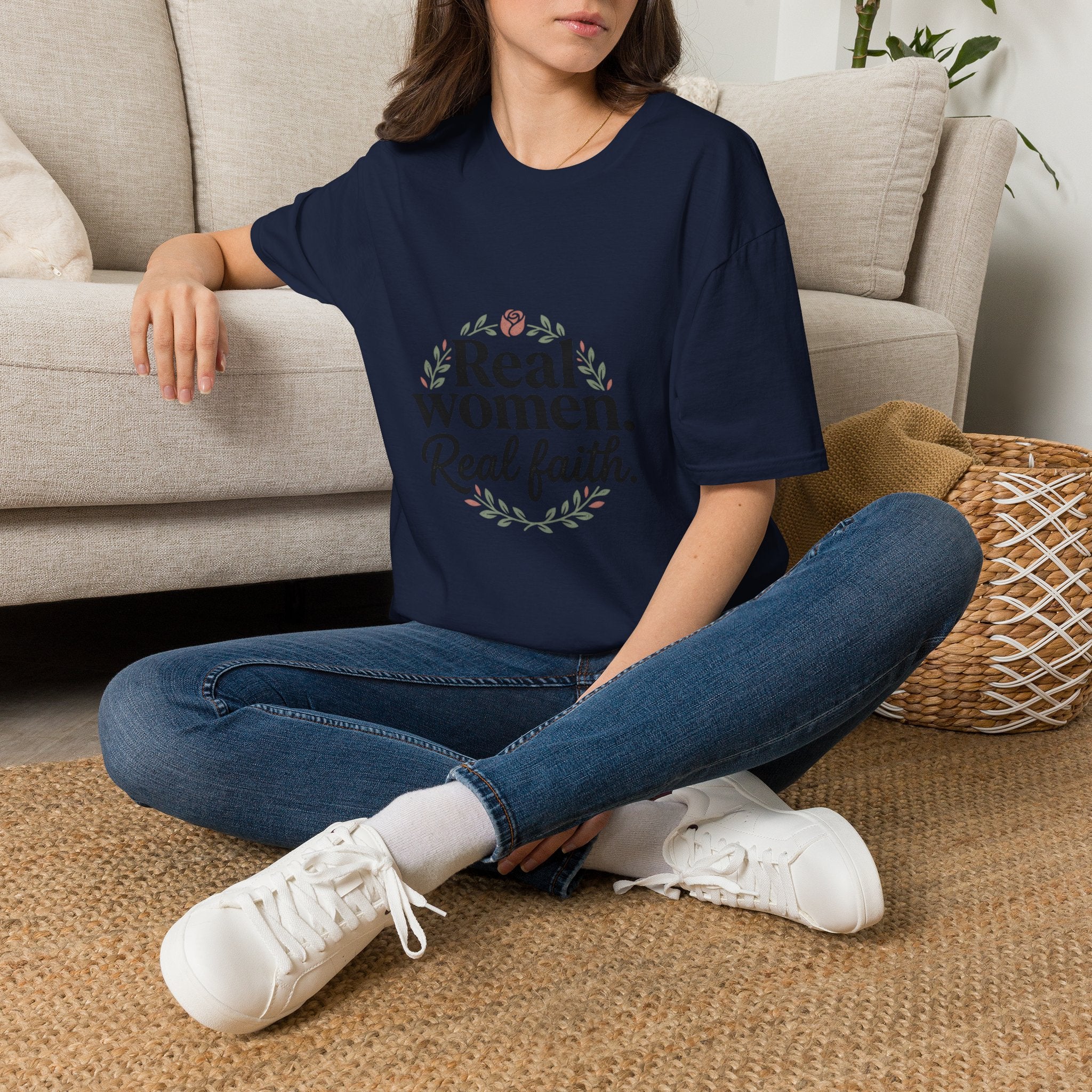 Real Women. Real Faith. T-Shirt — Floral Feminine Christian Tee
