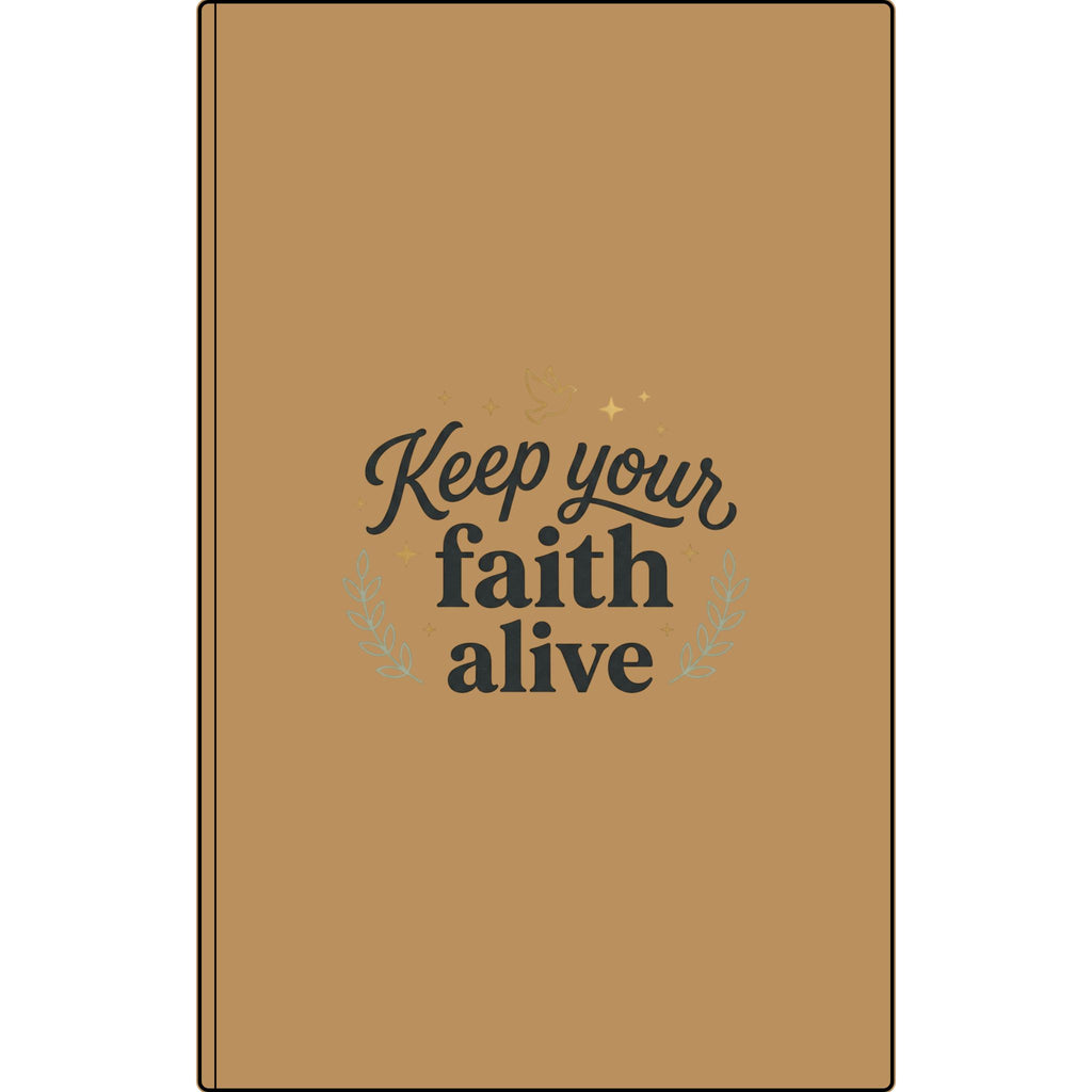 Engraved Vegan Leather Journal – “Keep Your Faith Alive” Mustard Seed Devotional Notebook