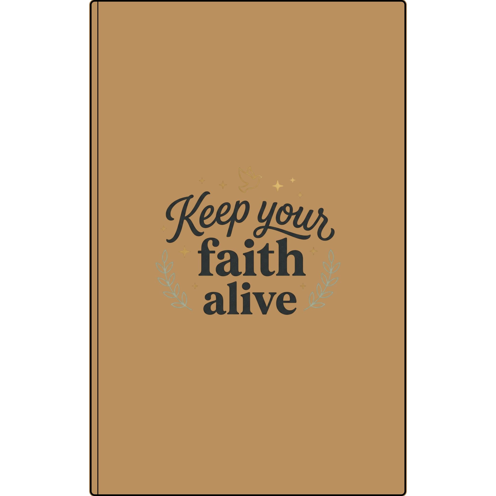 Engraved Vegan Leather Journal – “Keep Your Faith Alive” Mustard Seed Devotional Notebook