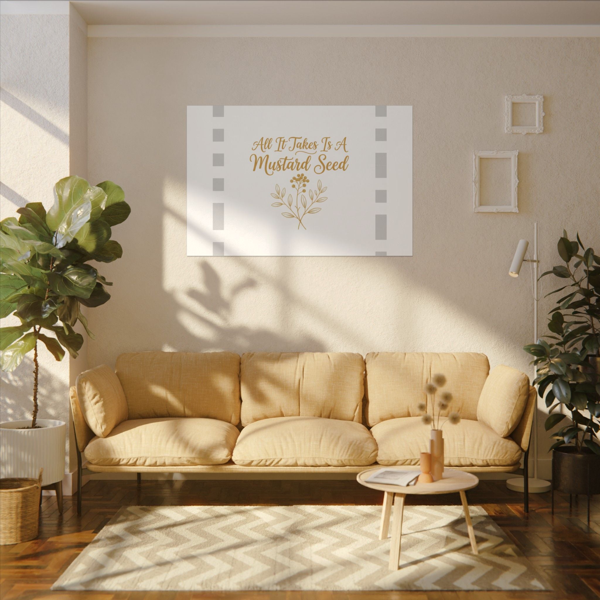 Matte Canvas Wall Art — "All It Takes Is A Mustard Seed" Inspirational Quote Print