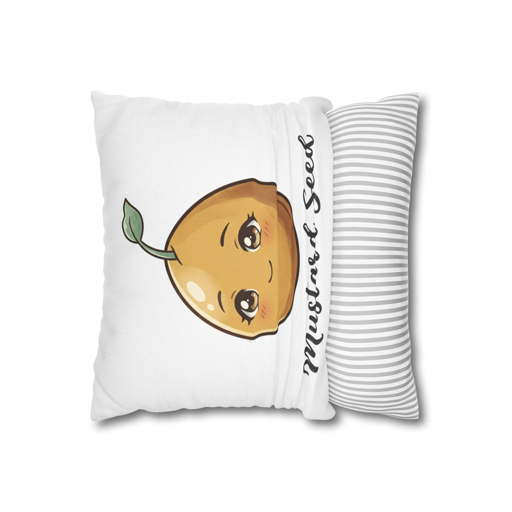 Mustard Seed Cute Kawaii Pillowcase — Square Decorative Throw Pillow Cover