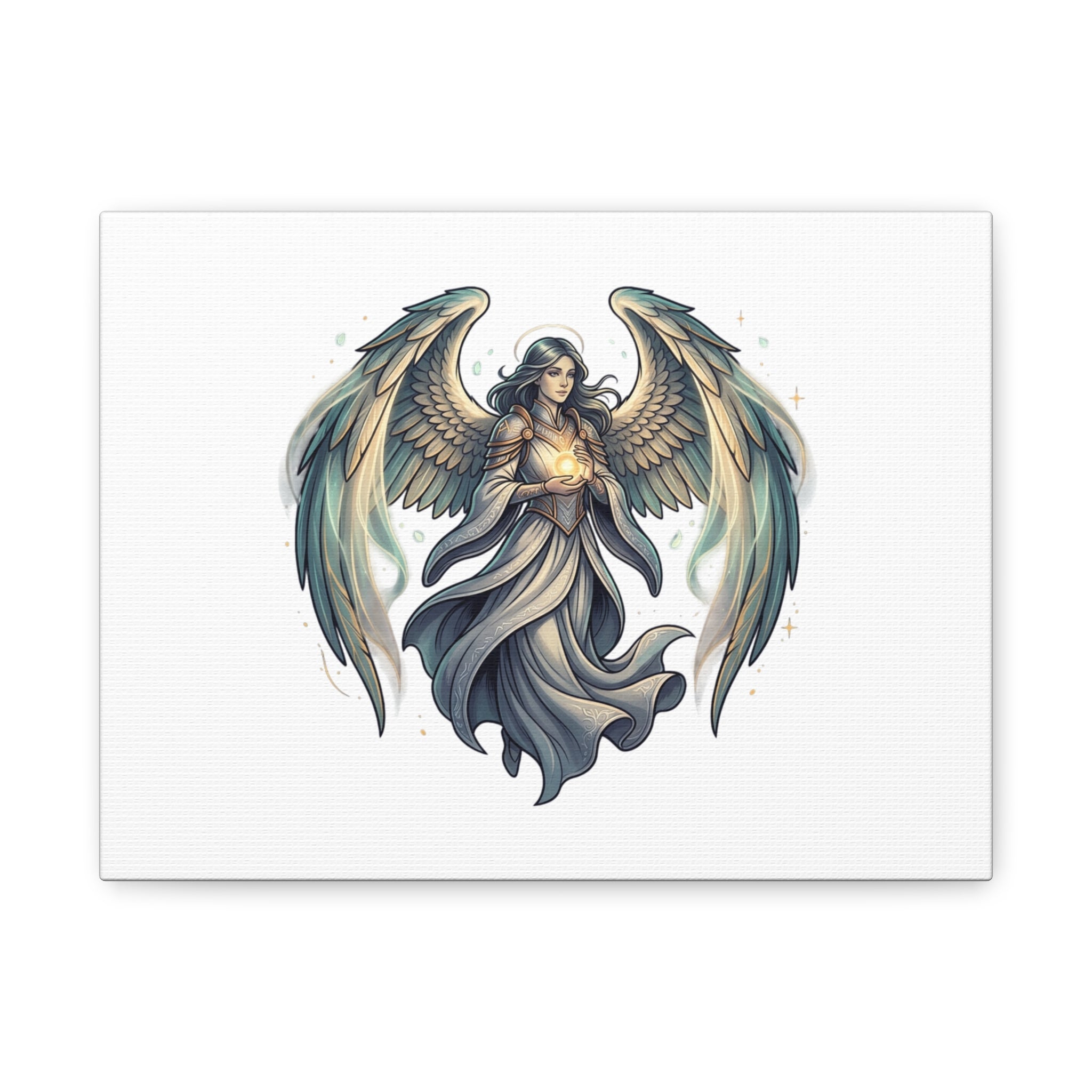 Christian Canvas Wall Art — Guardian Angel Spiritual Home Decor | Stretched Matte Canvas Print