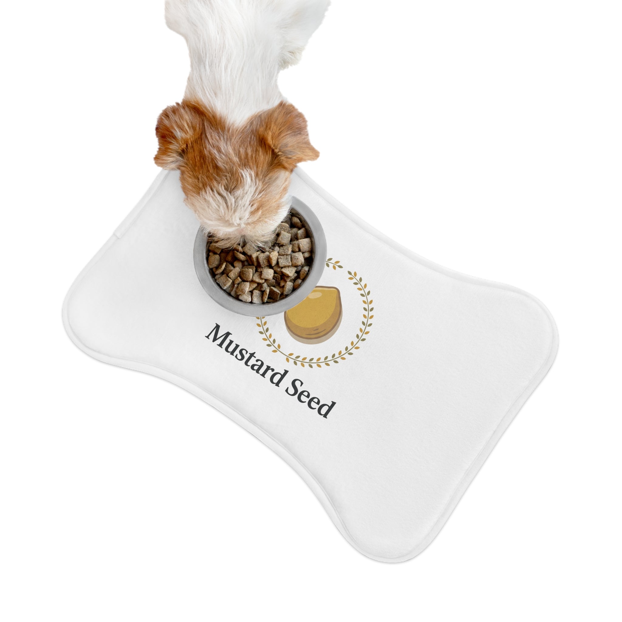 Mustard Seed Pet Feeding Mat — Decorative Paw Placemat for Dogs & Cats