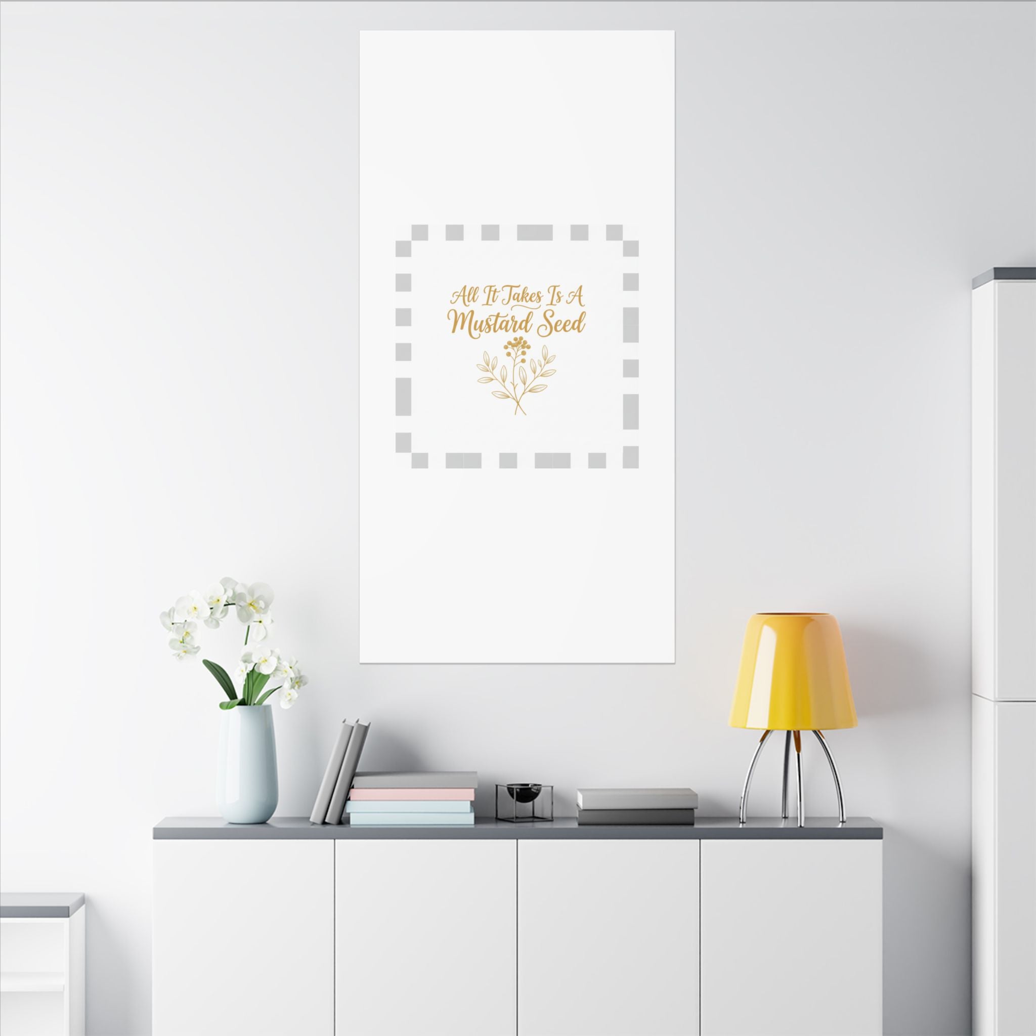 Matte Canvas Wall Art — "All It Takes Is A Mustard Seed" Inspirational Quote Print