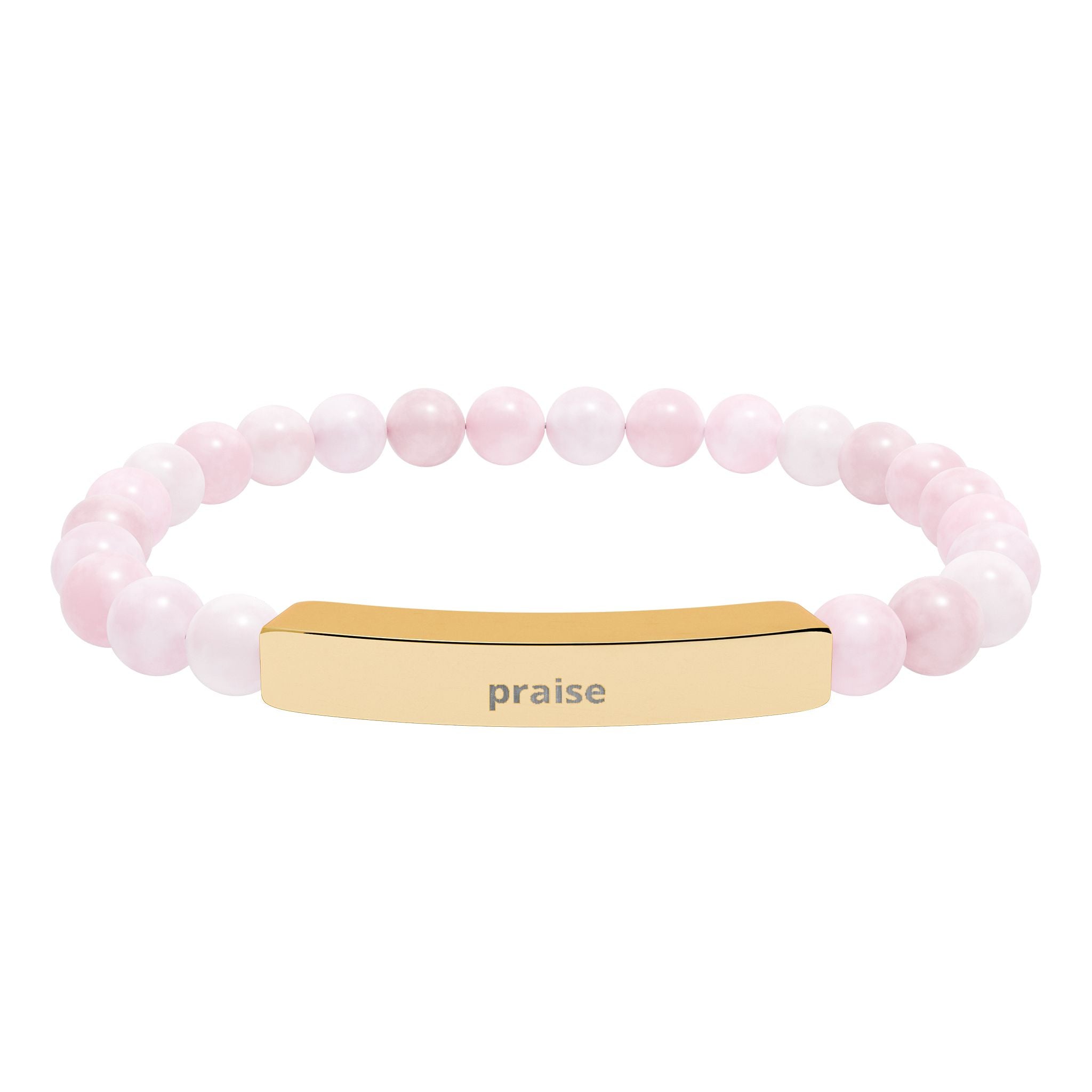 Engravable Natural Stone Stretch Bar Bracelet — Personalized Beaded Bar Bracelet