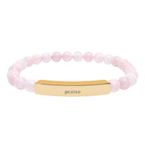 Engravable Natural Stone Stretch Bar Bracelet — Personalized Beaded Bar Bracelet