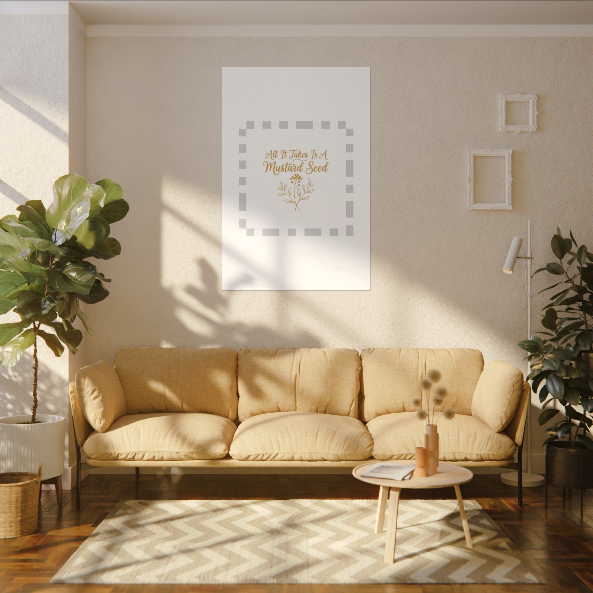 Matte Canvas Wall Art — "All It Takes Is A Mustard Seed" Inspirational Quote Print