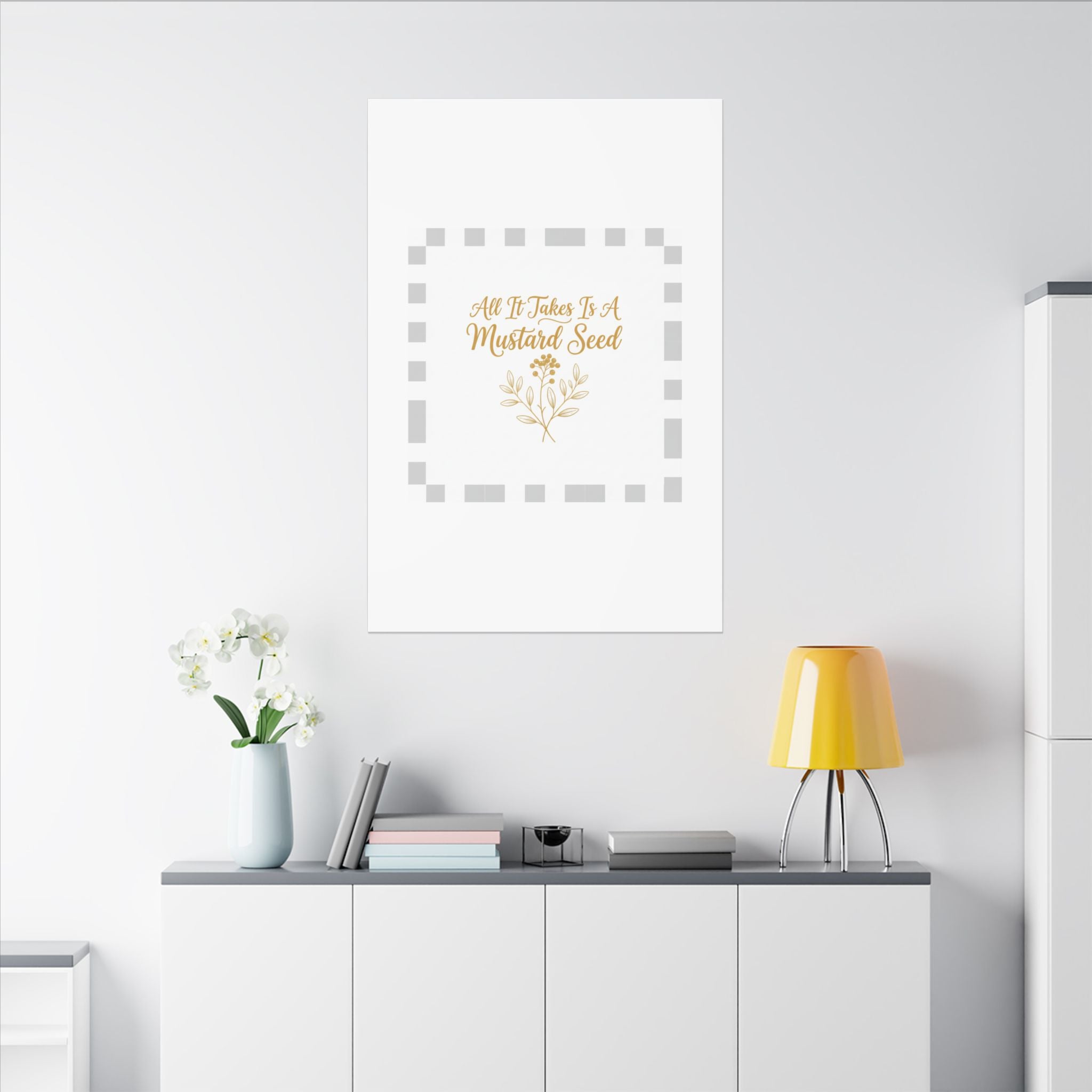 Matte Canvas Wall Art — "All It Takes Is A Mustard Seed" Inspirational Quote Print