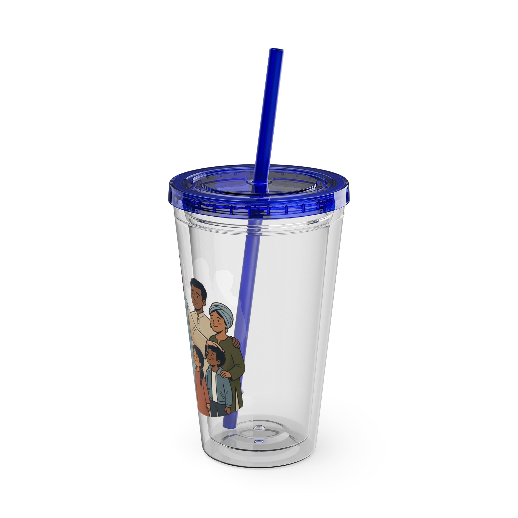 Christian Jesus with Children Tumbler — 16oz Clear Travel Cup with Straw