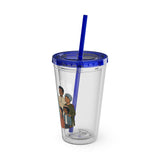 Christian Jesus with Children Tumbler — 16oz Clear Travel Cup with Straw