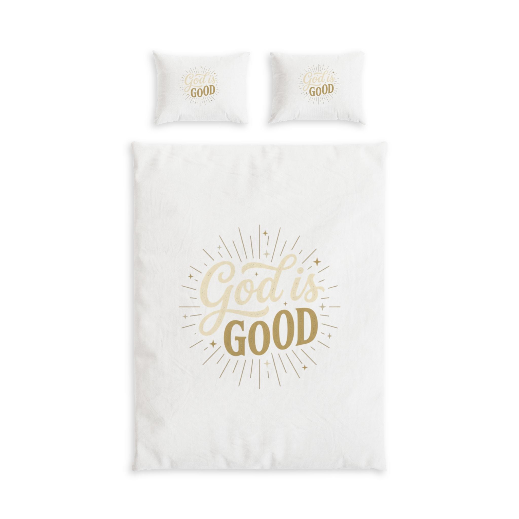 God Is Good Cotton Bed Set — Inspirational Christian Duvet Cover & Pillowcases