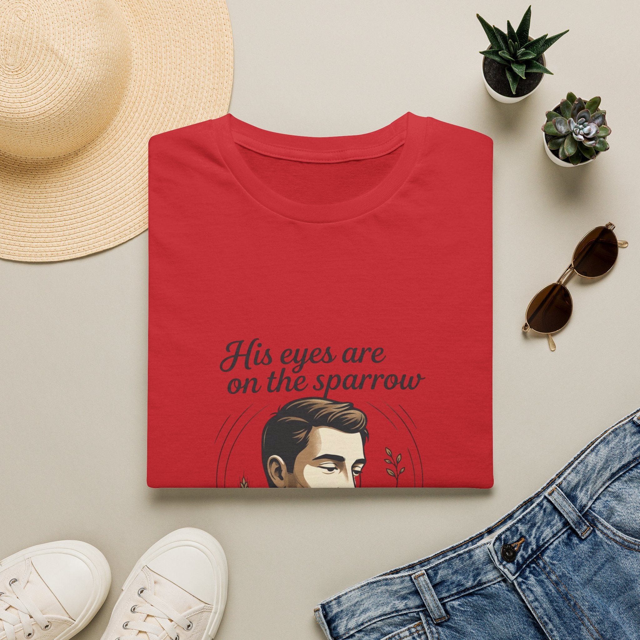T-Shirt — "His Eyes Are on the Sparrow" Inspirational Faith Graphic