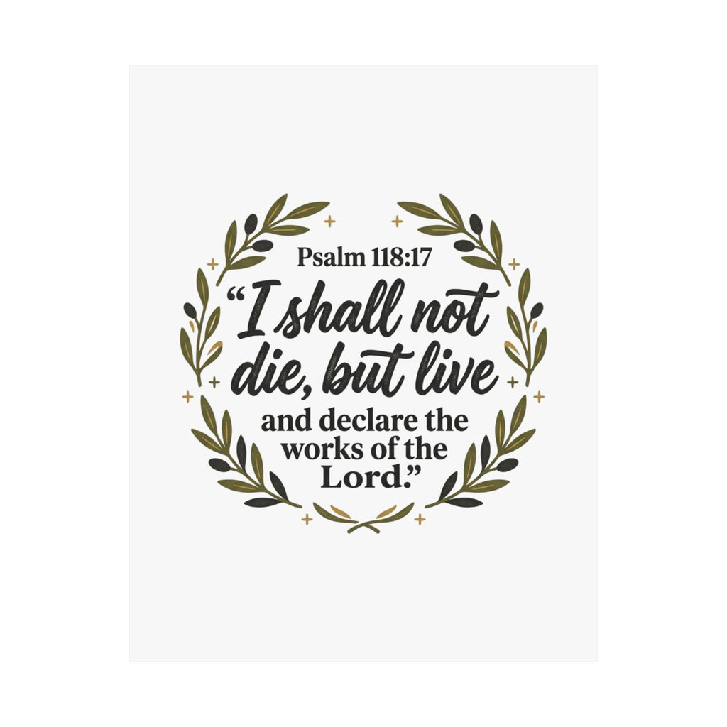 Satin Poster — Psalm 118:17 "I Shall Not Die, But Live" Christian Wall Art