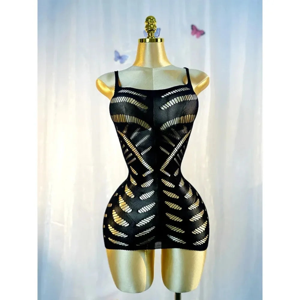 One-piece outfit blackSexy Cover Up Hollow Out Fishnet Dress without Bikini Summer Holiday DSH602
