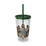 Christian Jesus with Children Tumbler — 16oz Clear Travel Cup with Straw
