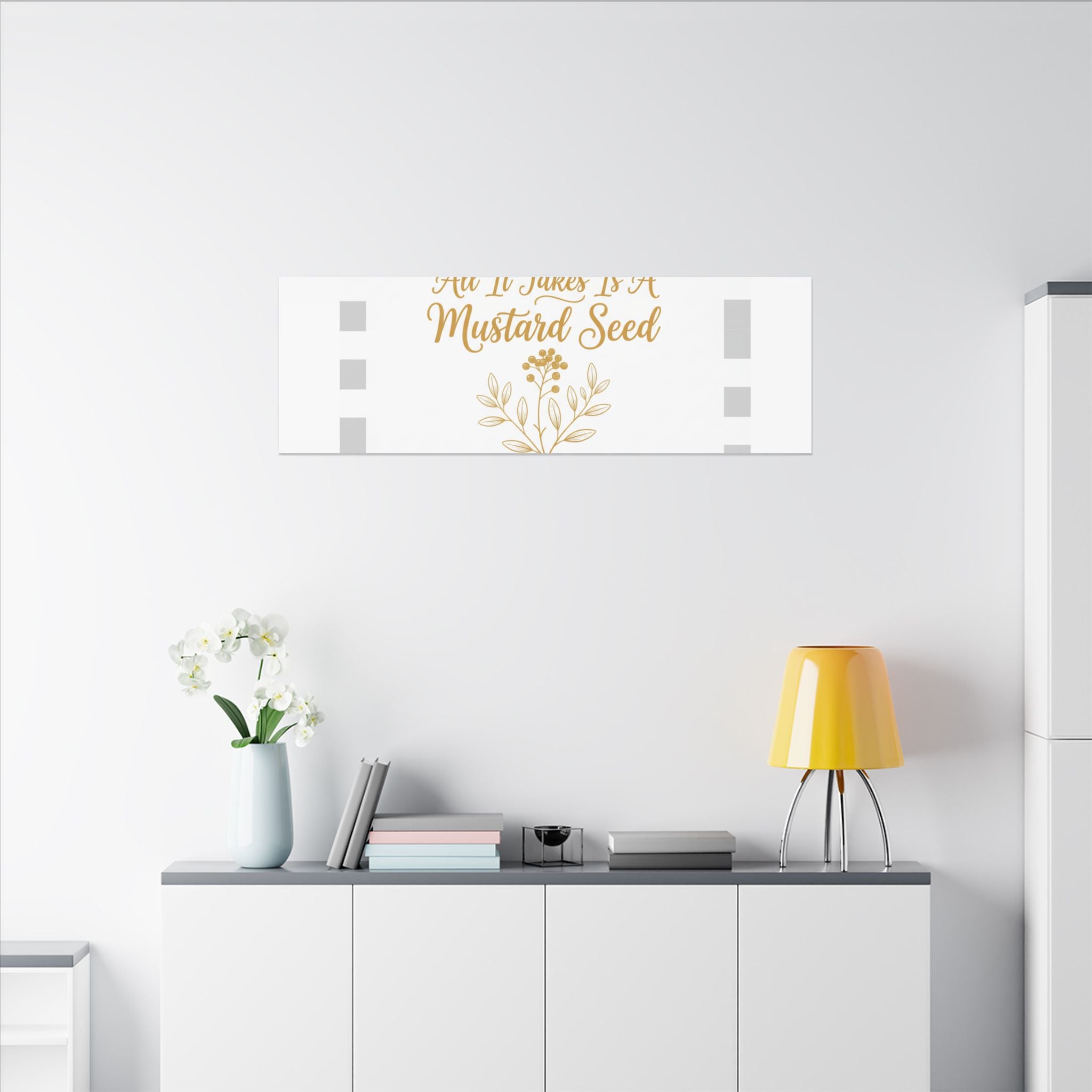 Matte Canvas Wall Art — "All It Takes Is A Mustard Seed" Inspirational Quote Print