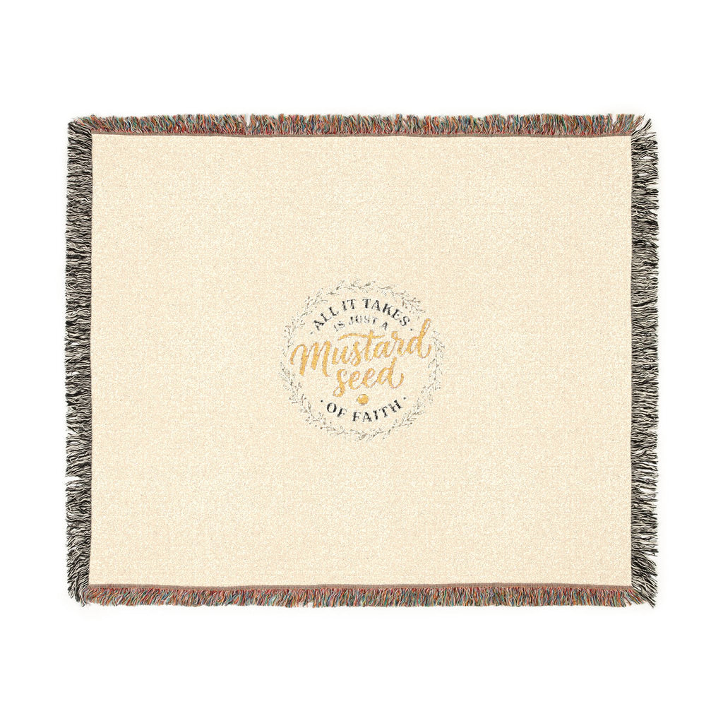 Woven Blanket - "Mustard Seed" Inspirational Fringe Throw