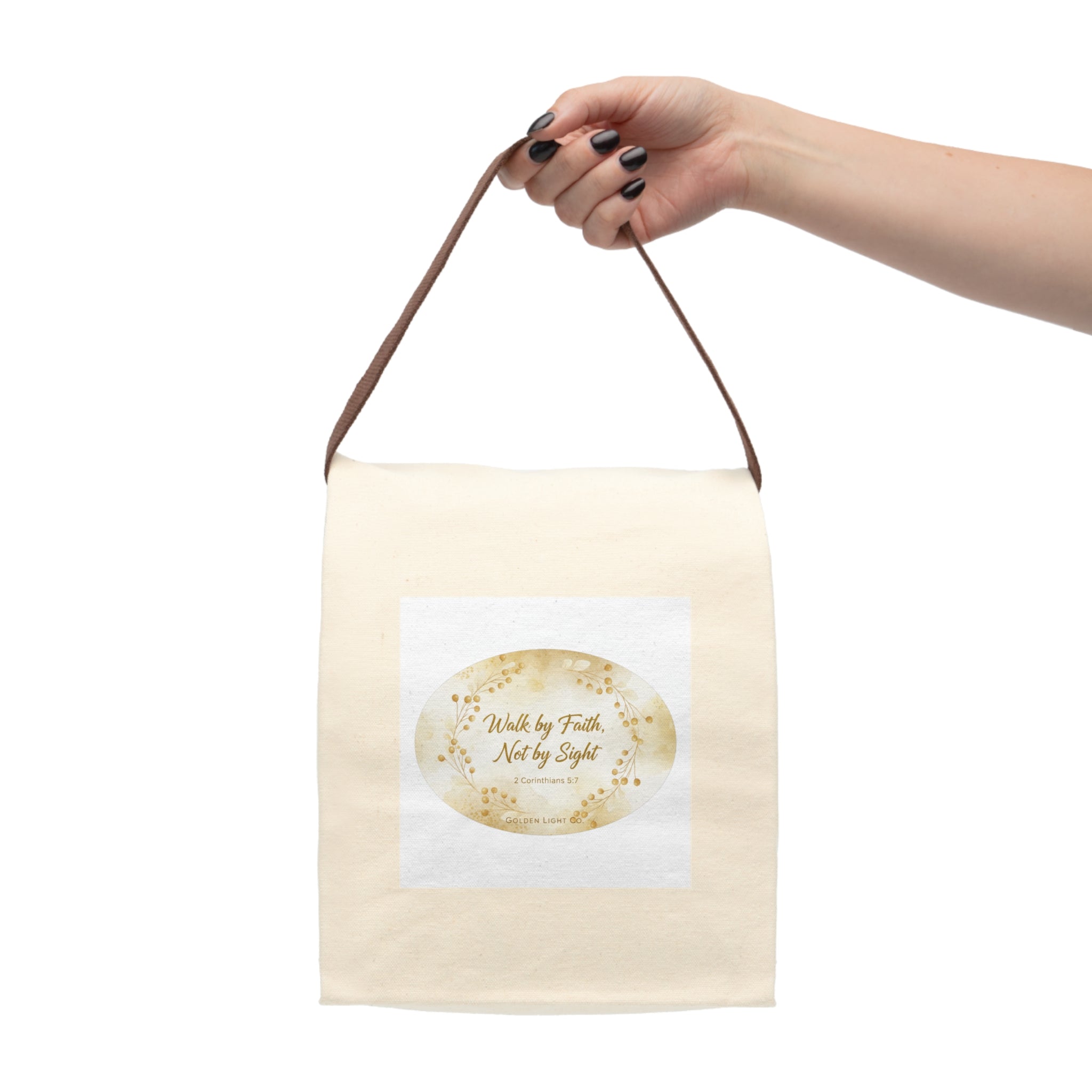 Canvas Lunch Bag — "Walk by Faith, Not by Sight" Inspirational Lunch Tote