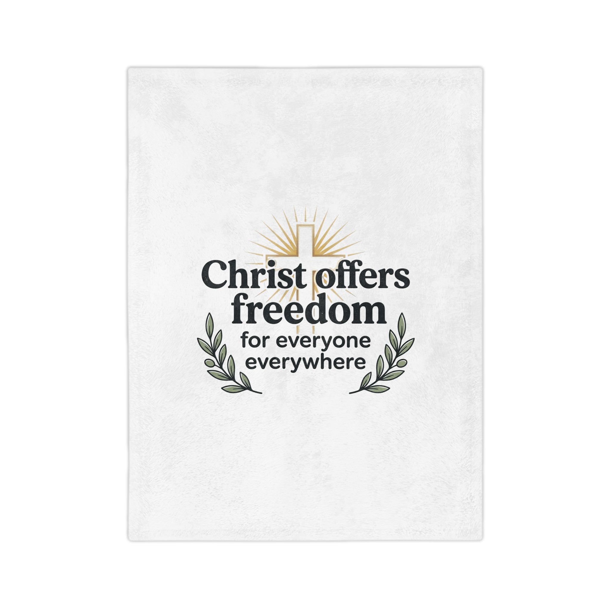Christian Freedom Velveteen Blanket – "Christ Offers Freedom for Everyone Everywhere" Microfiber Throw