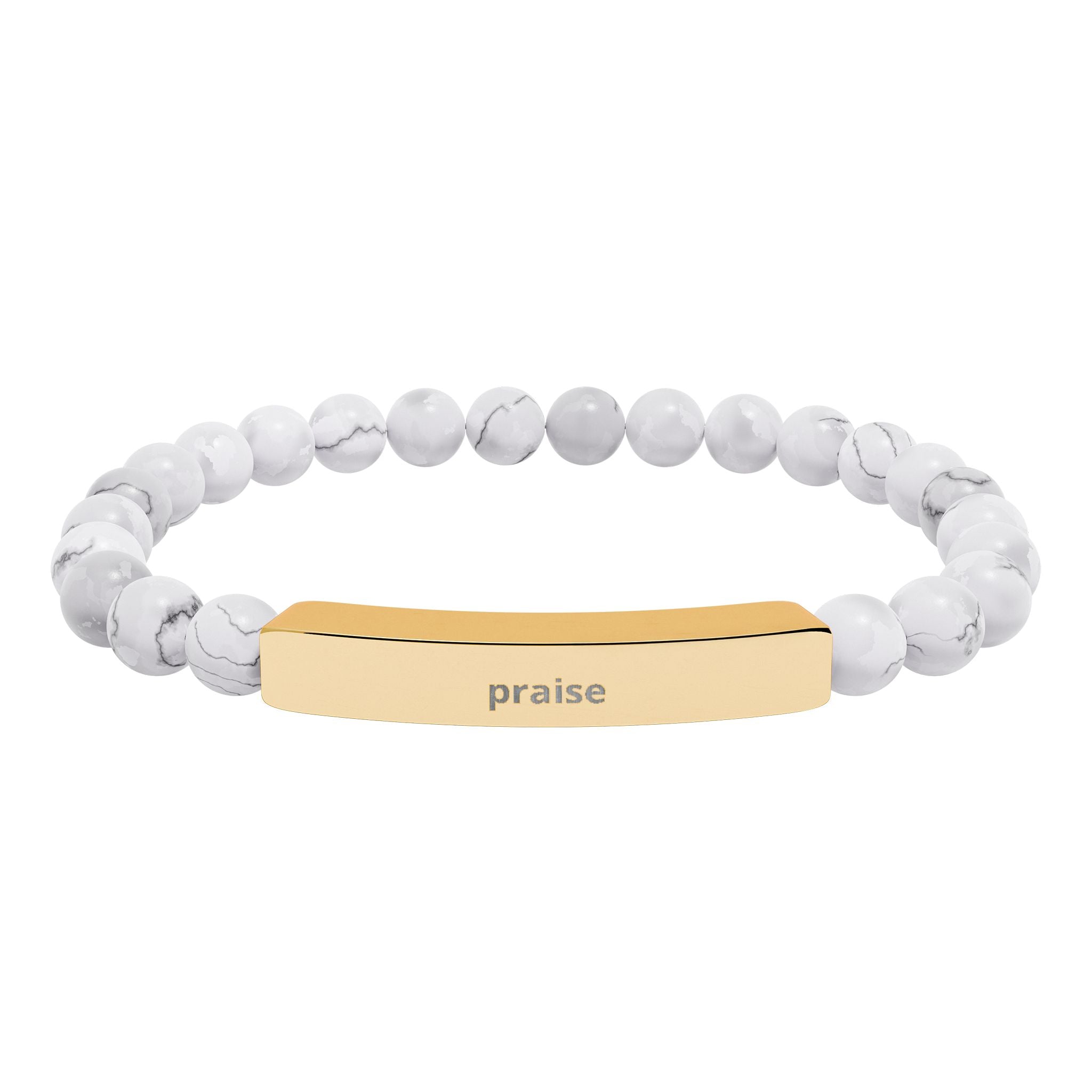 Engravable Natural Stone Stretch Bar Bracelet — Personalized Beaded Bar Bracelet