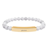 Engravable Natural Stone Stretch Bar Bracelet — Personalized Beaded Bar Bracelet