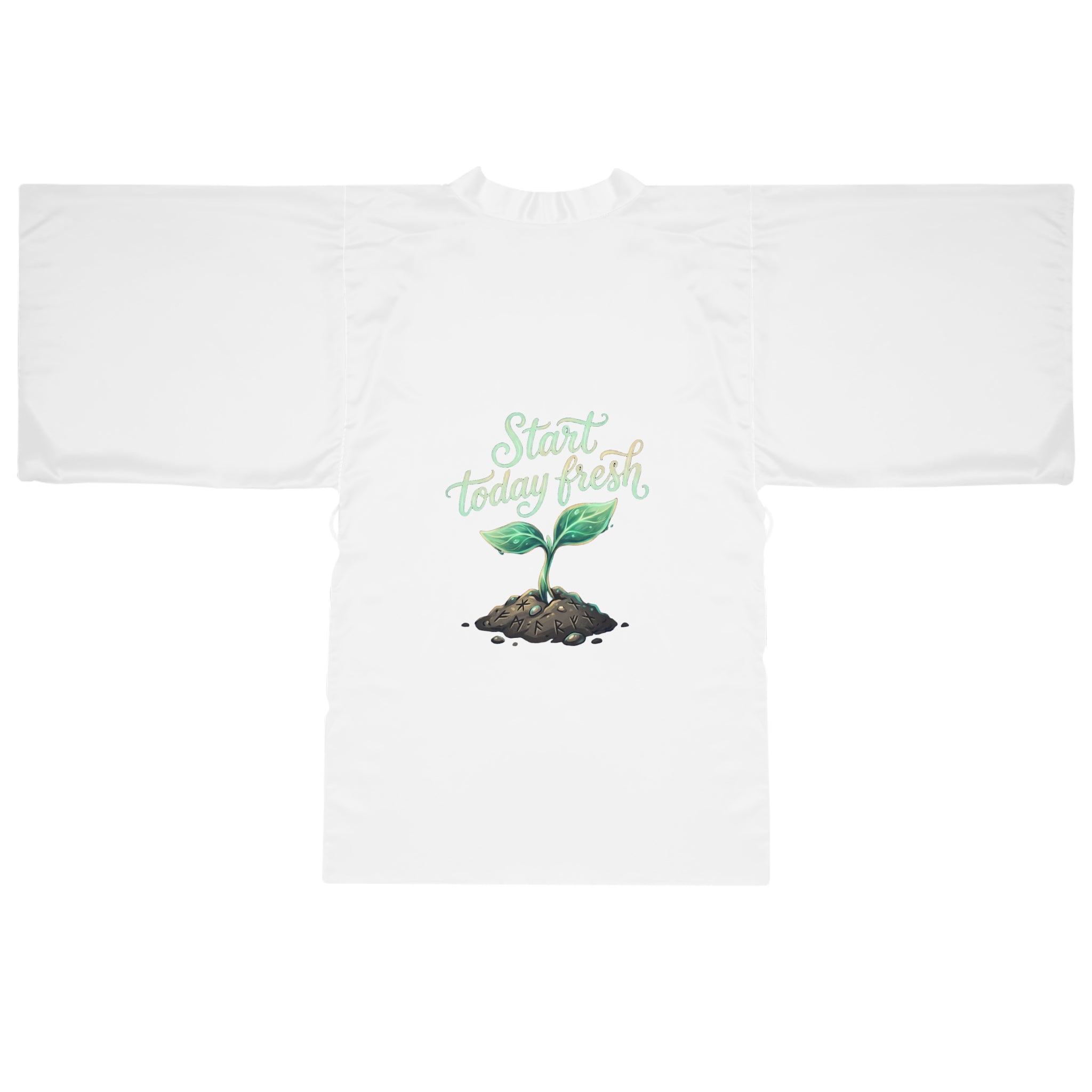 Kimono Robe - "Start Today Fresh" Seedling Garden Lounge Robe