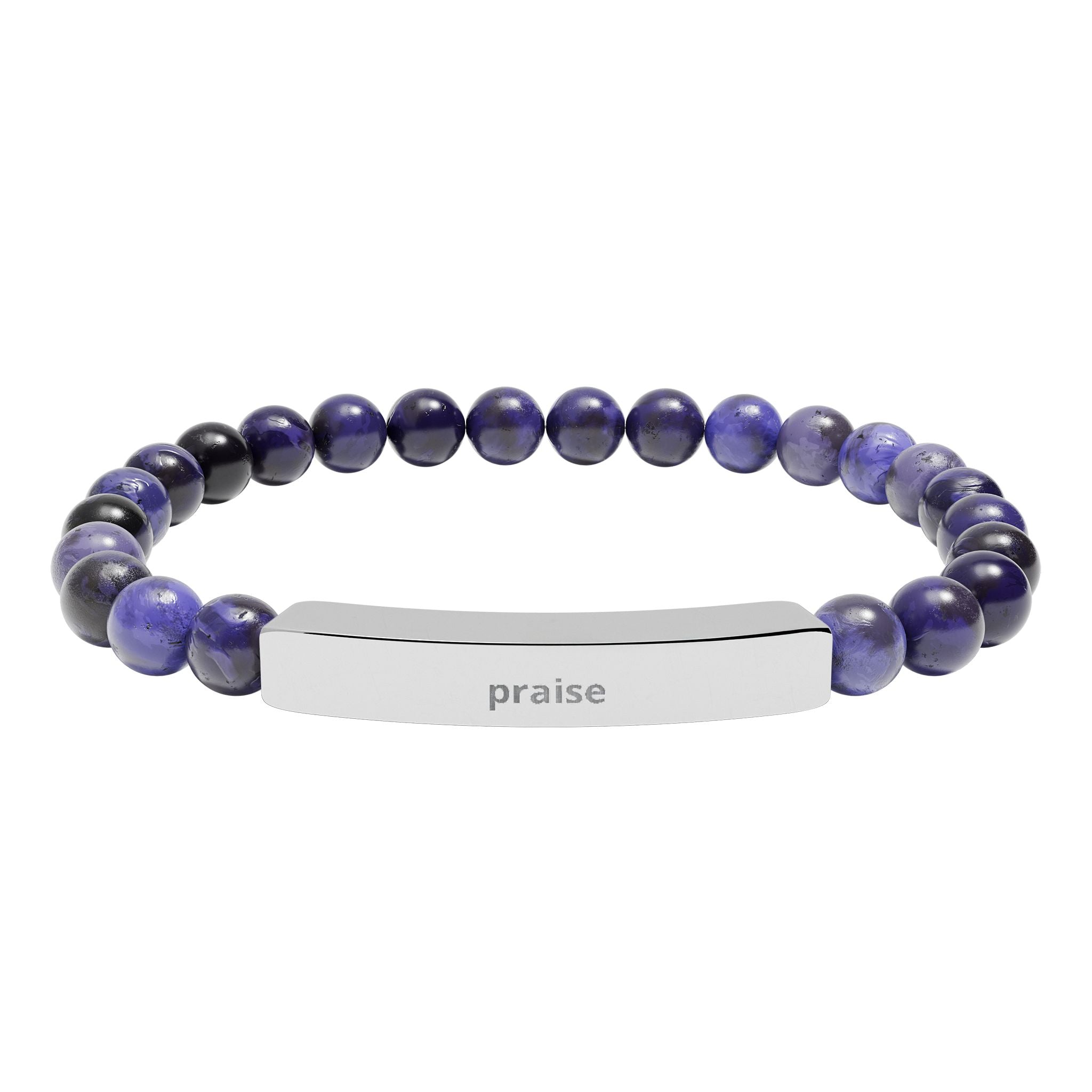 Engravable Natural Stone Stretch Bar Bracelet — Personalized Beaded Bar Bracelet