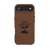 Engraved PU Leather Phone Case — "Start Today Fresh" Seedling Design