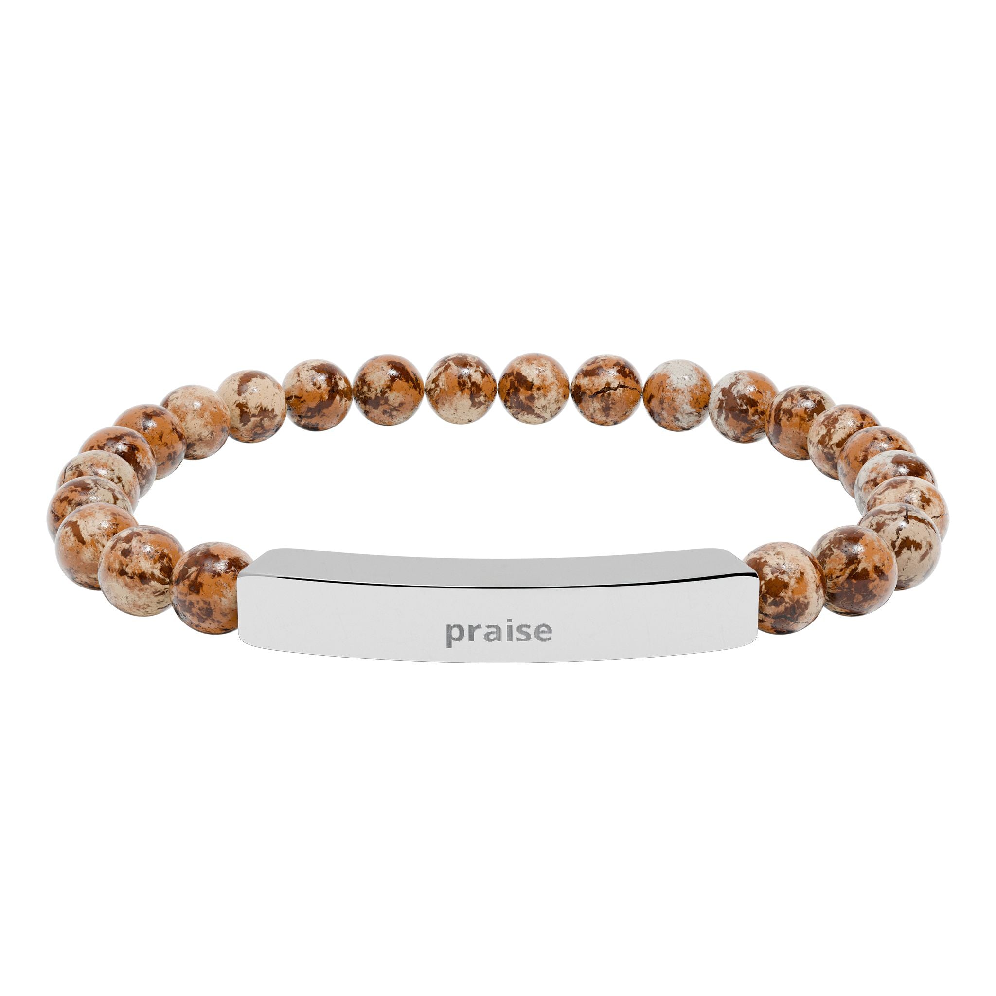Engravable Natural Stone Stretch Bar Bracelet — Personalized Beaded Bar Bracelet