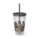 Christian Jesus with Children Tumbler — 16oz Clear Travel Cup with Straw