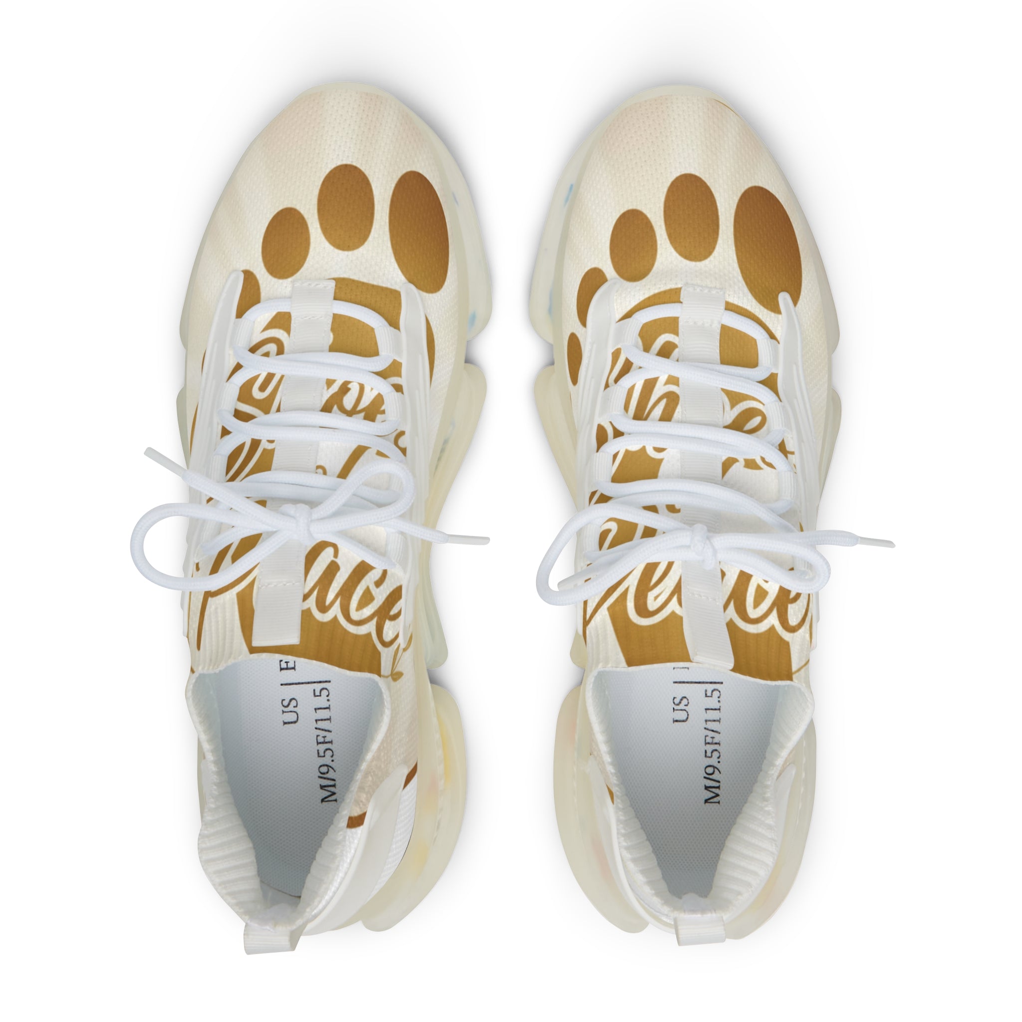 Men's Shoes of Peace — Cream Paw Print Athletic Shoes
