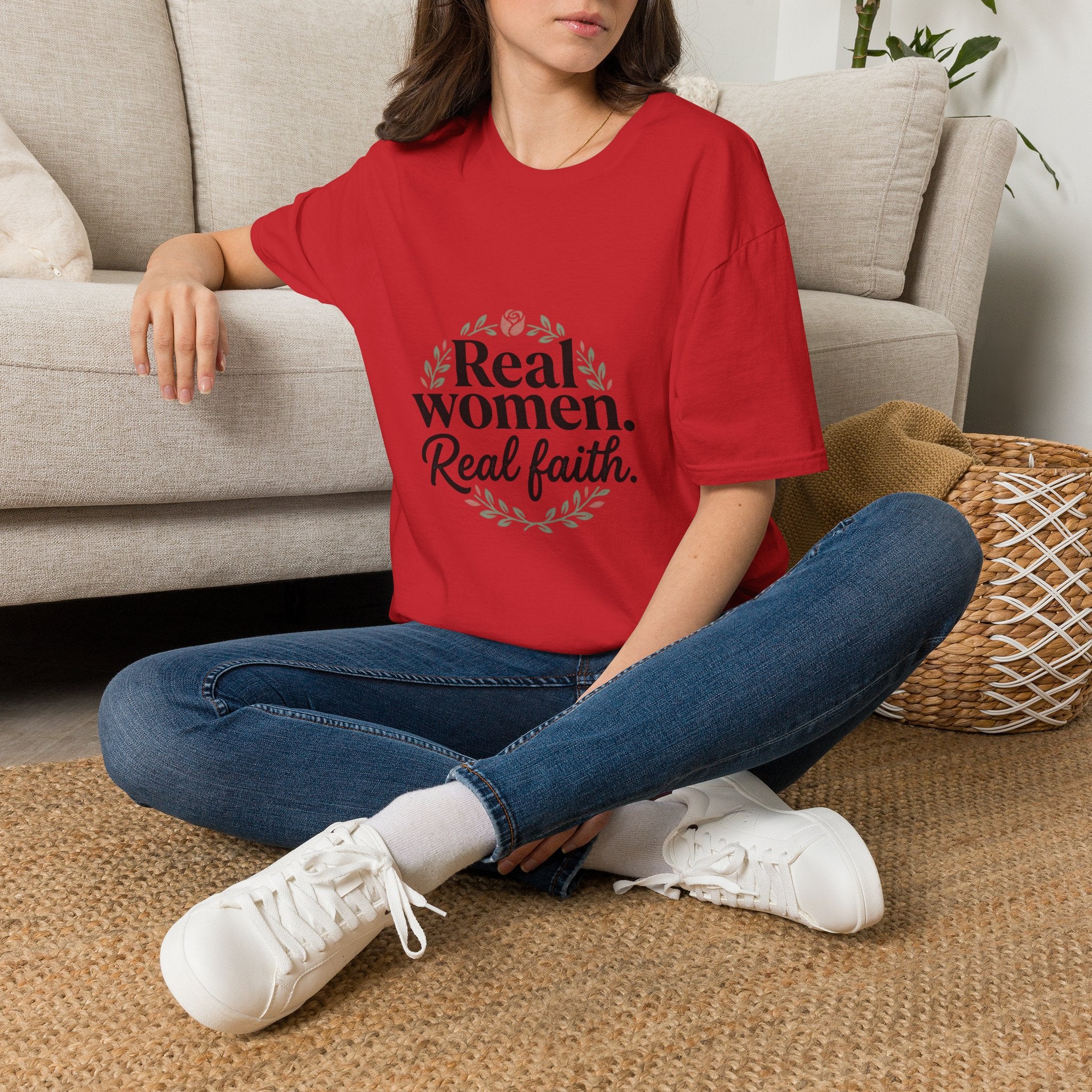 Real Women. Real Faith. T-Shirt — Floral Feminine Christian Tee