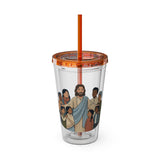 Christian Jesus with Children Tumbler — 16oz Clear Travel Cup with Straw