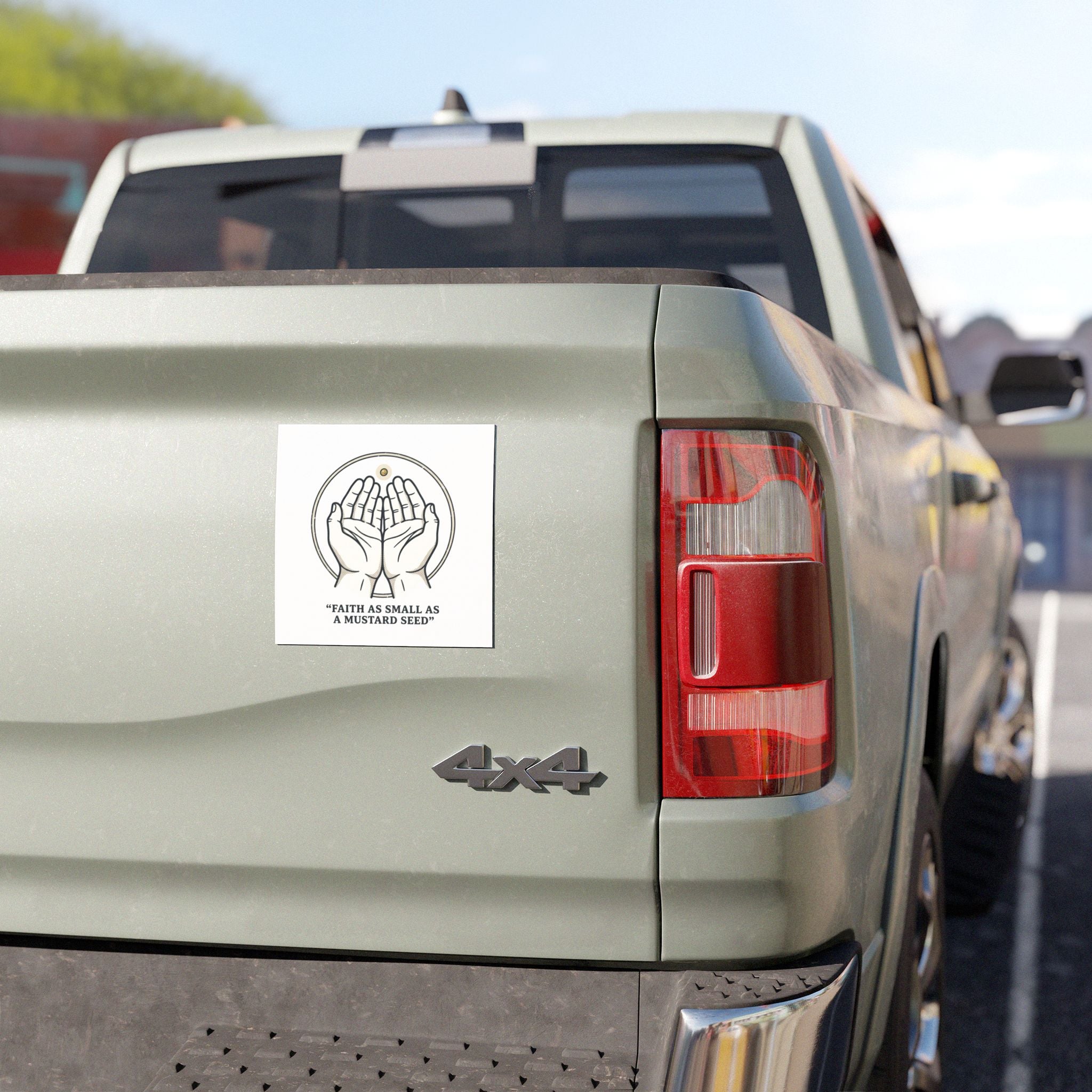 Faith Car Magnet – "Faith as Small as a Mustard Seed" Religious Prayer Hands Magnet