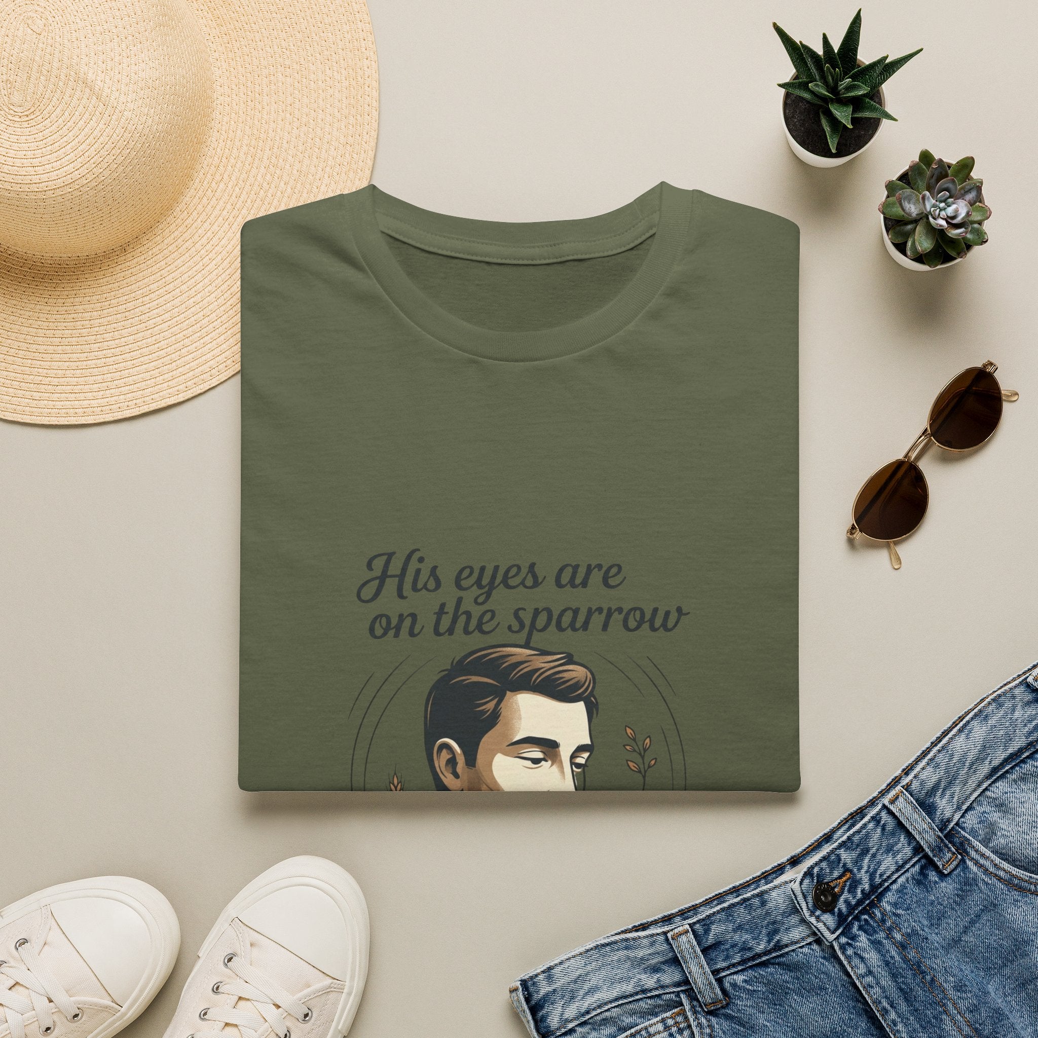 T-Shirt — "His Eyes Are on the Sparrow" Inspirational Faith Graphic